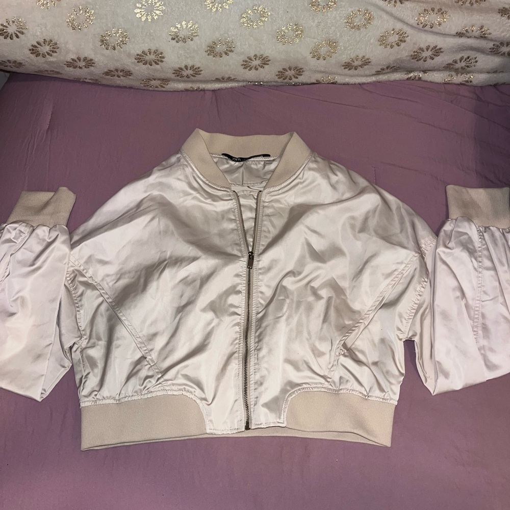 Zara Off-White Bomber Jacket
